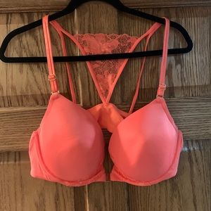 Coral cross back bra